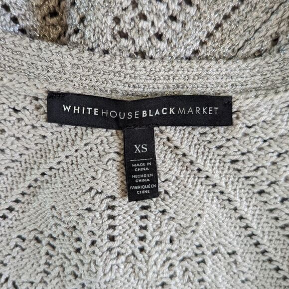 White House Black Market Metallic Sweater Vest XS Coastal Chic Preppy Glitter - Picture 2 of 12